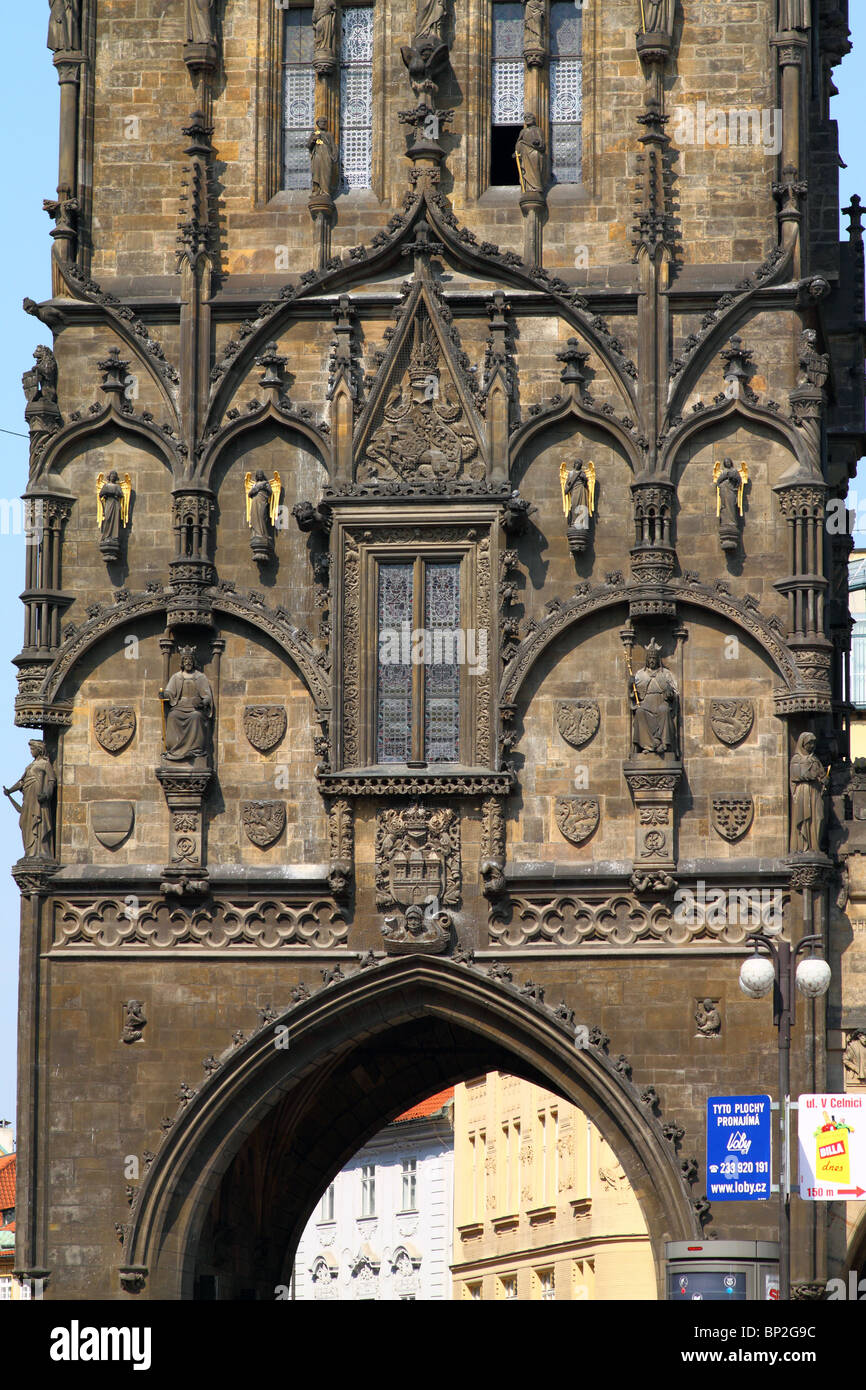 Gothic Powder Tower Gate Prasna Brama Prague Old Town Czech Republic Bohemia Stock Photo