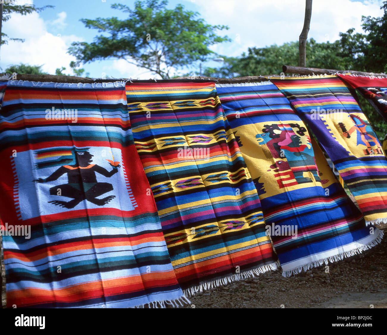Mexican souvenir rugs Tulum Quintana Roo Mexico Stock Photo Alamy