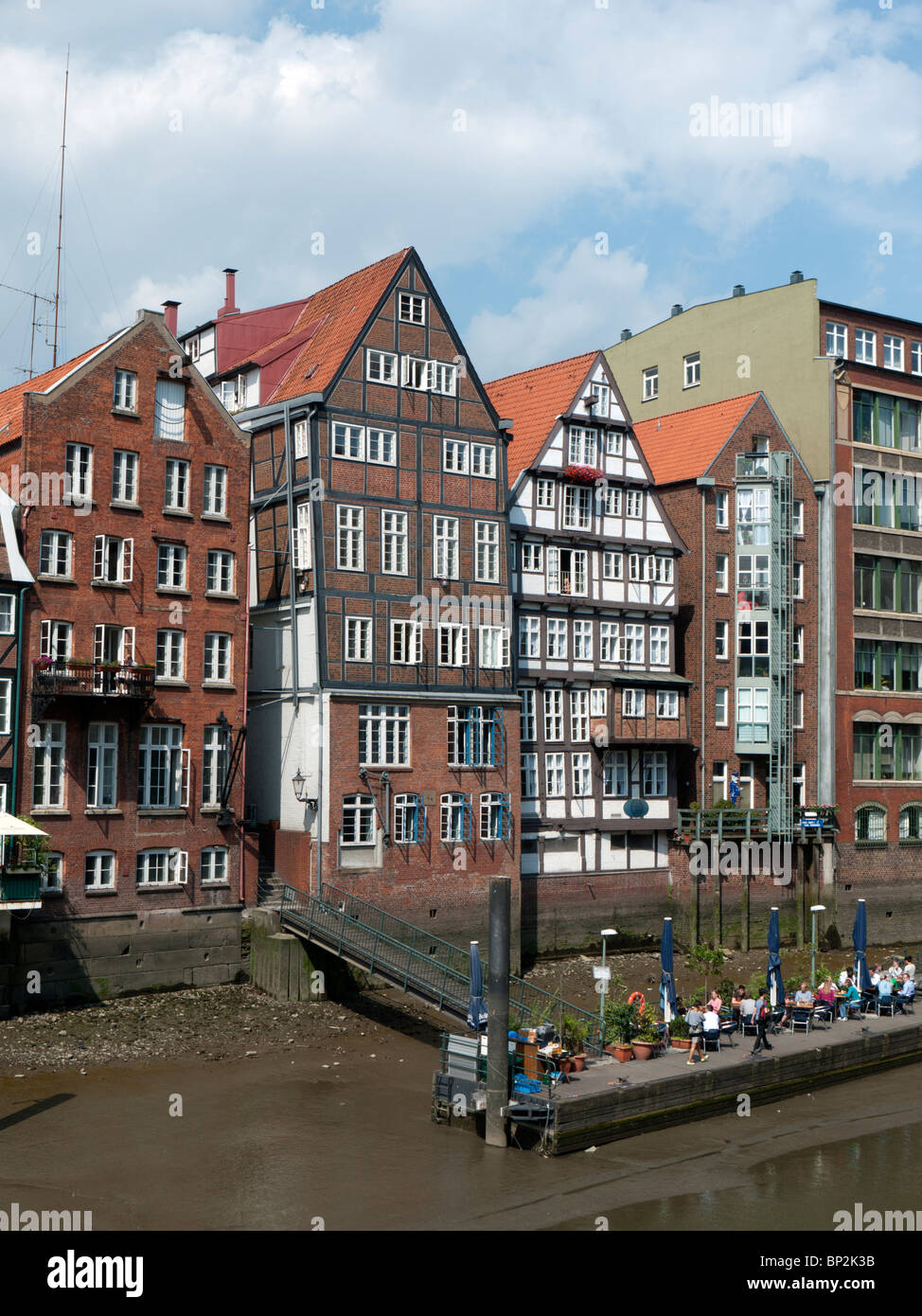 Historic halftimbered houses at Nikolaifleet in Hamburg Germany Stock