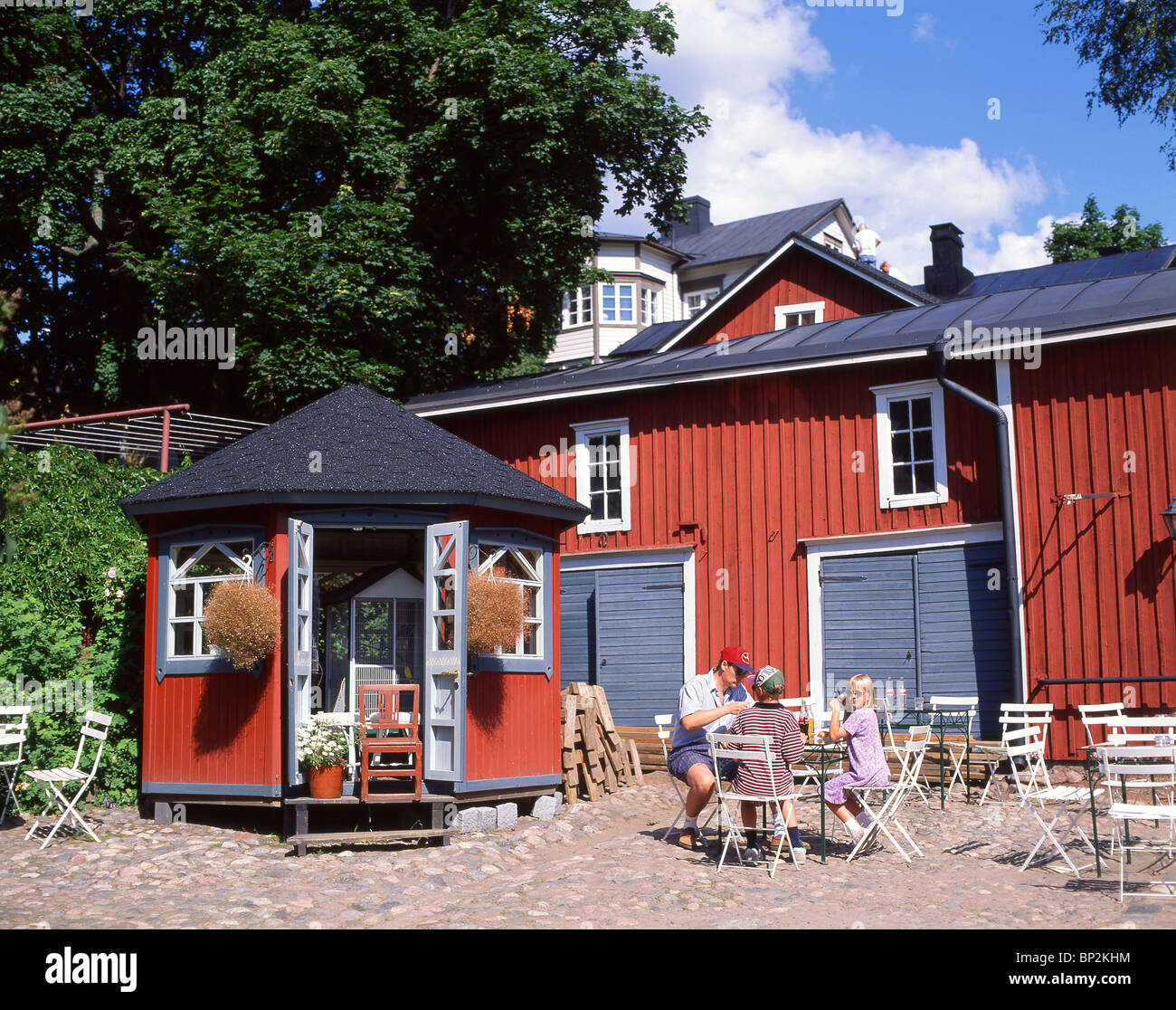 Courtyard restaurant, Old Town, Porvoo, Uusimaa Region, Republic of Finland Stock Photo