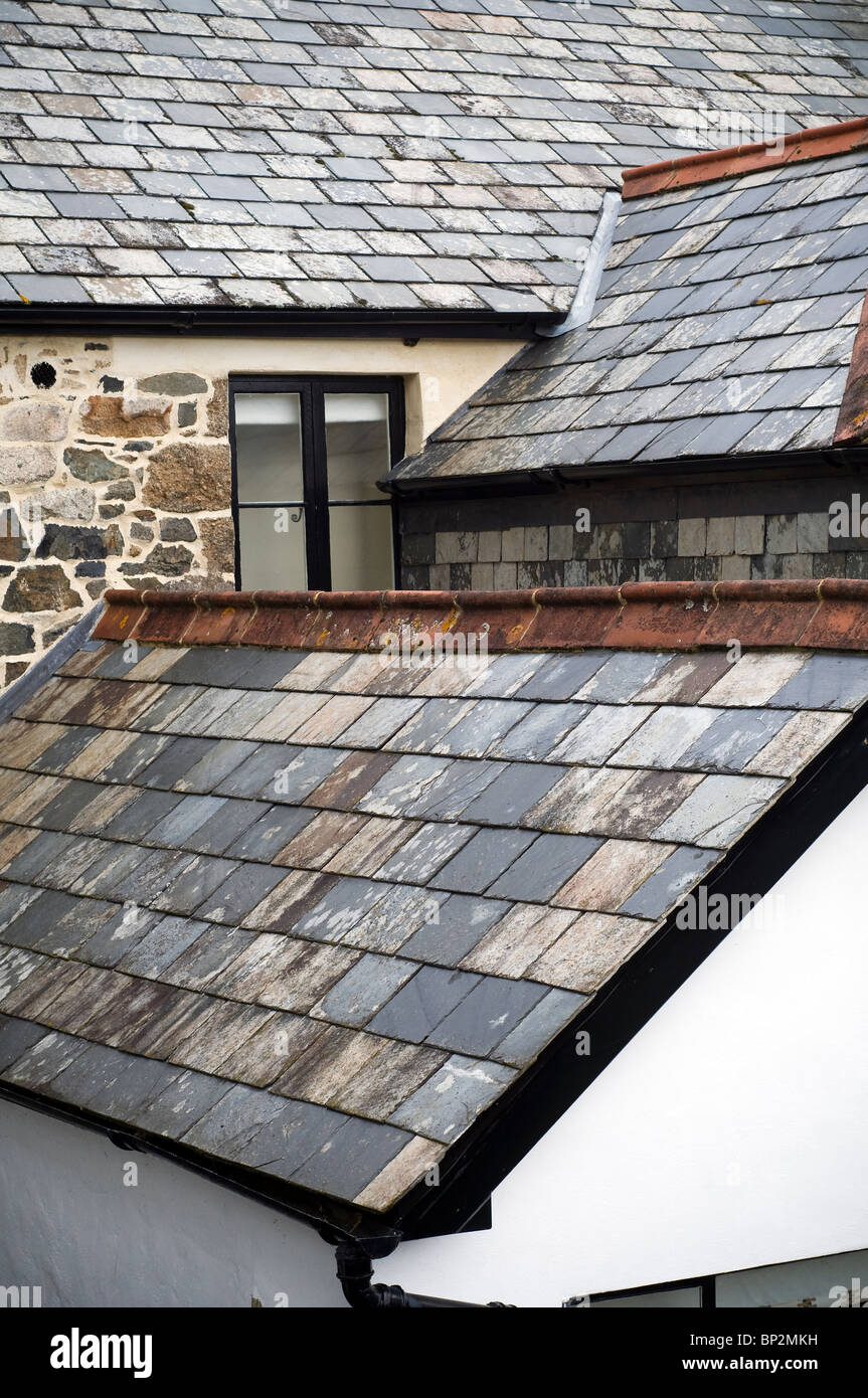 Slate Tiles,Sticklepath,Dartmoor Stock Photo