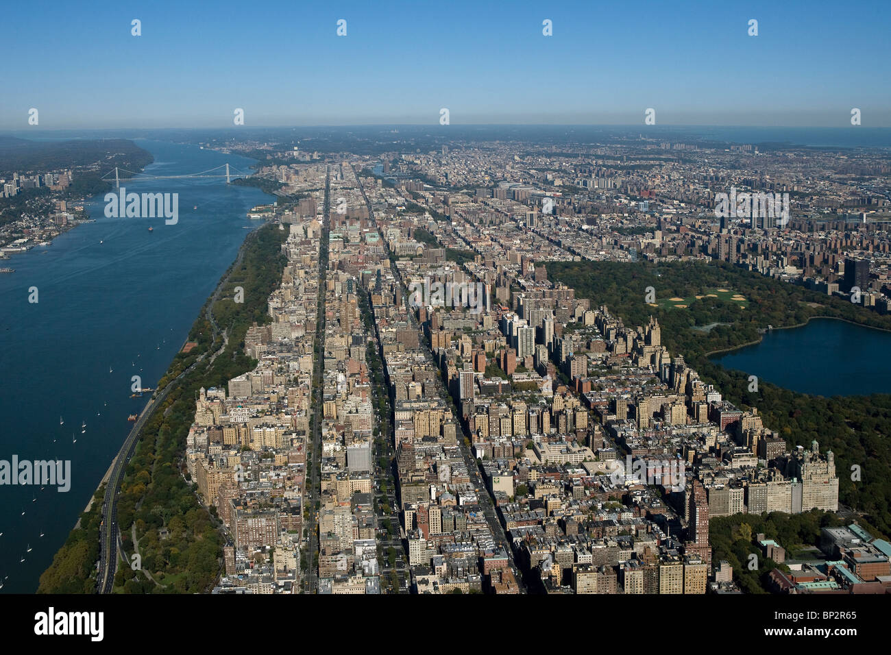 aerial view above upper West side Manhattan New York city Stock Photo