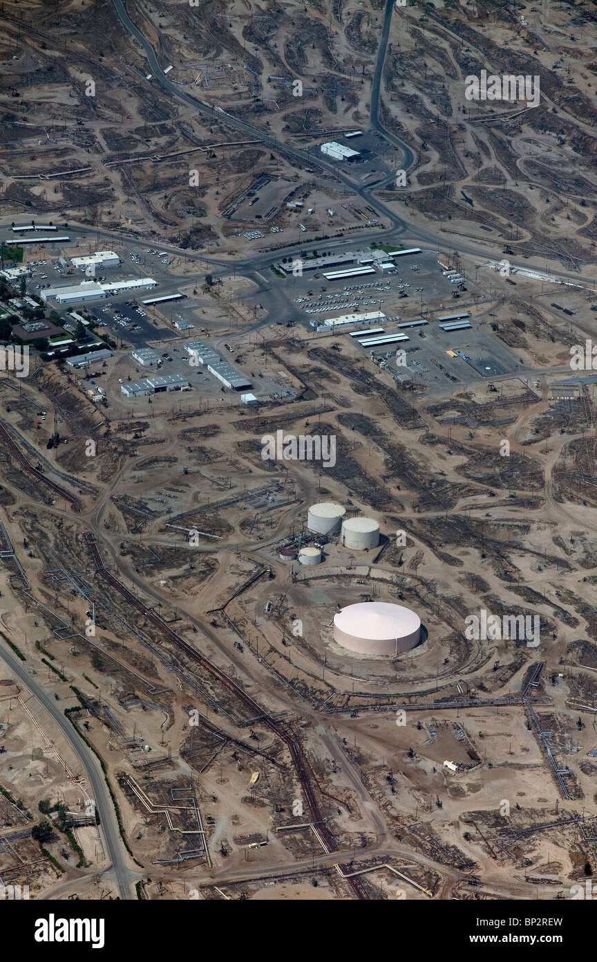 aerial view above Kern River Oil Field San Joaquin valley Bakersfield California Stock Photo
