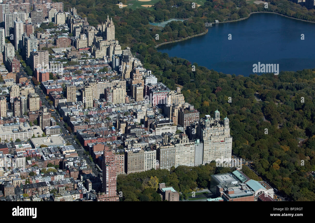 aerial view above upper west side Central Park Manhattan New York city Stock Photo