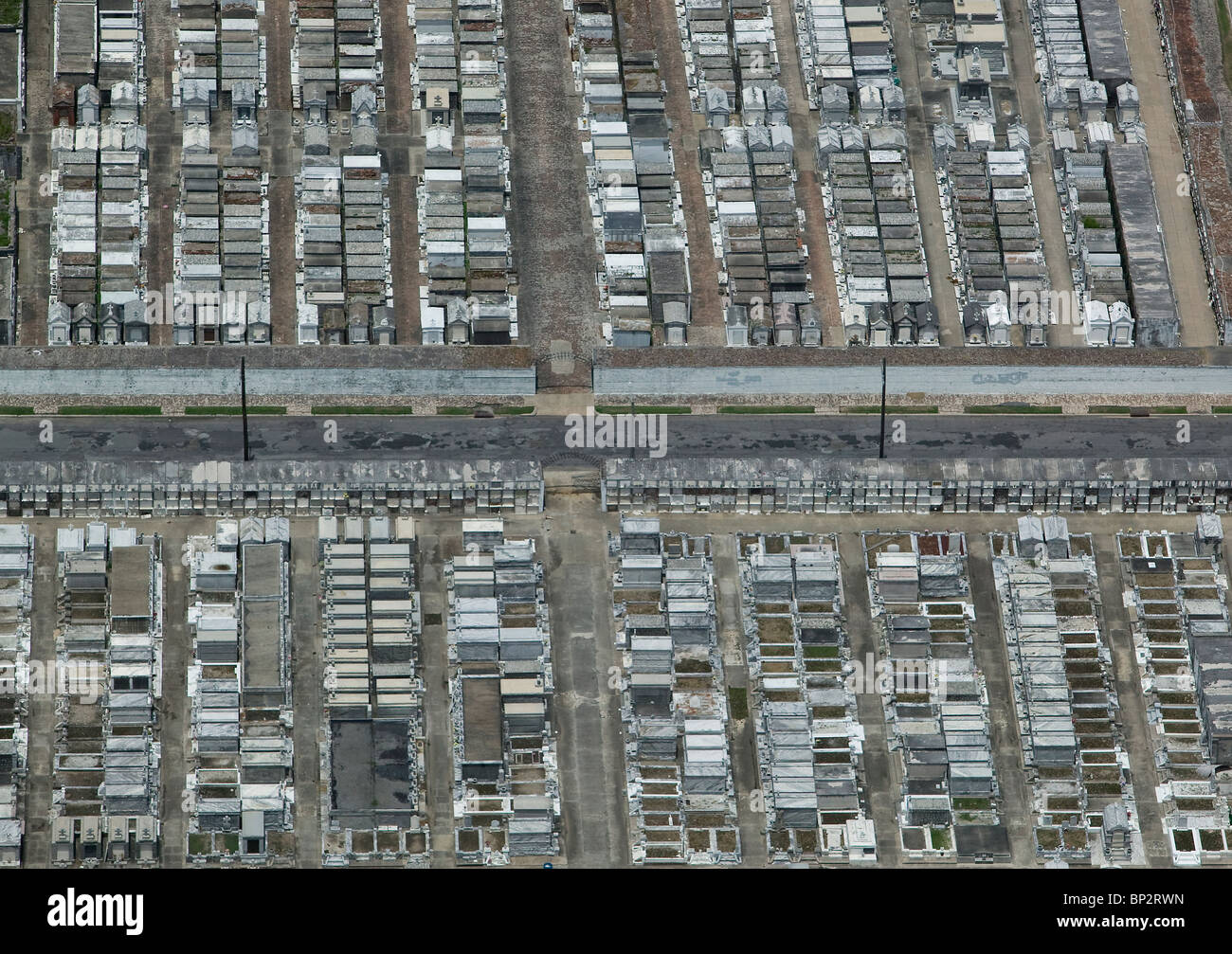 aerial view above ground stone graves cemetery New Orleans Louisiana Stock Photo