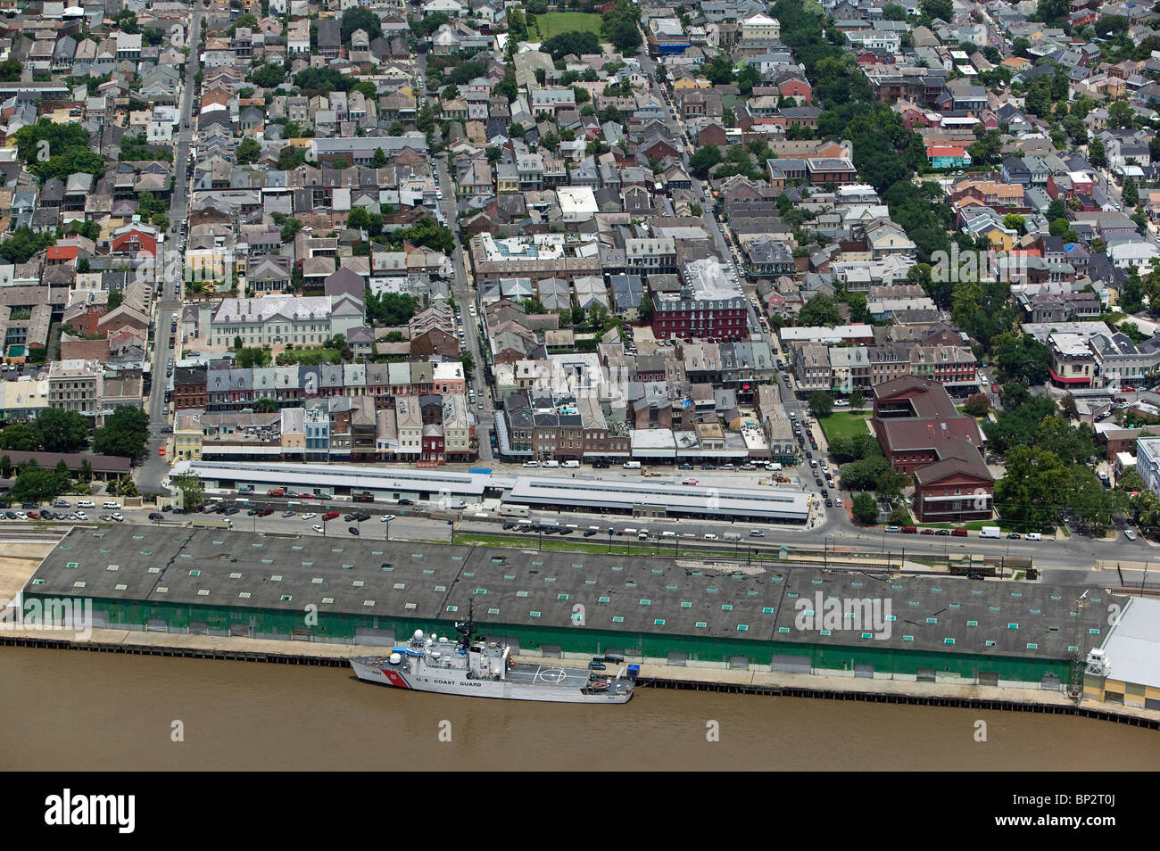aerial view above coast guard cutter New Orleans Louisiana Stock Photo