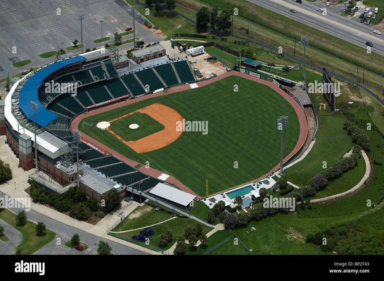 aerial view above Zephyr Field baseball stadium Metairie New Orleans Louisiana Stock Photo