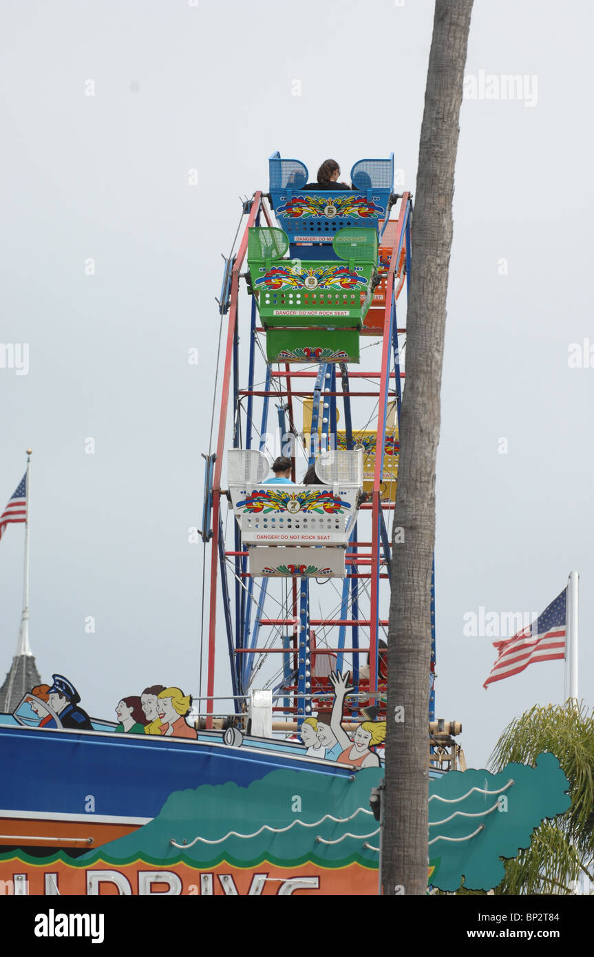 Ferris Wheel and Fun Rides, Balboa Island, Newport Beach Stock Photo