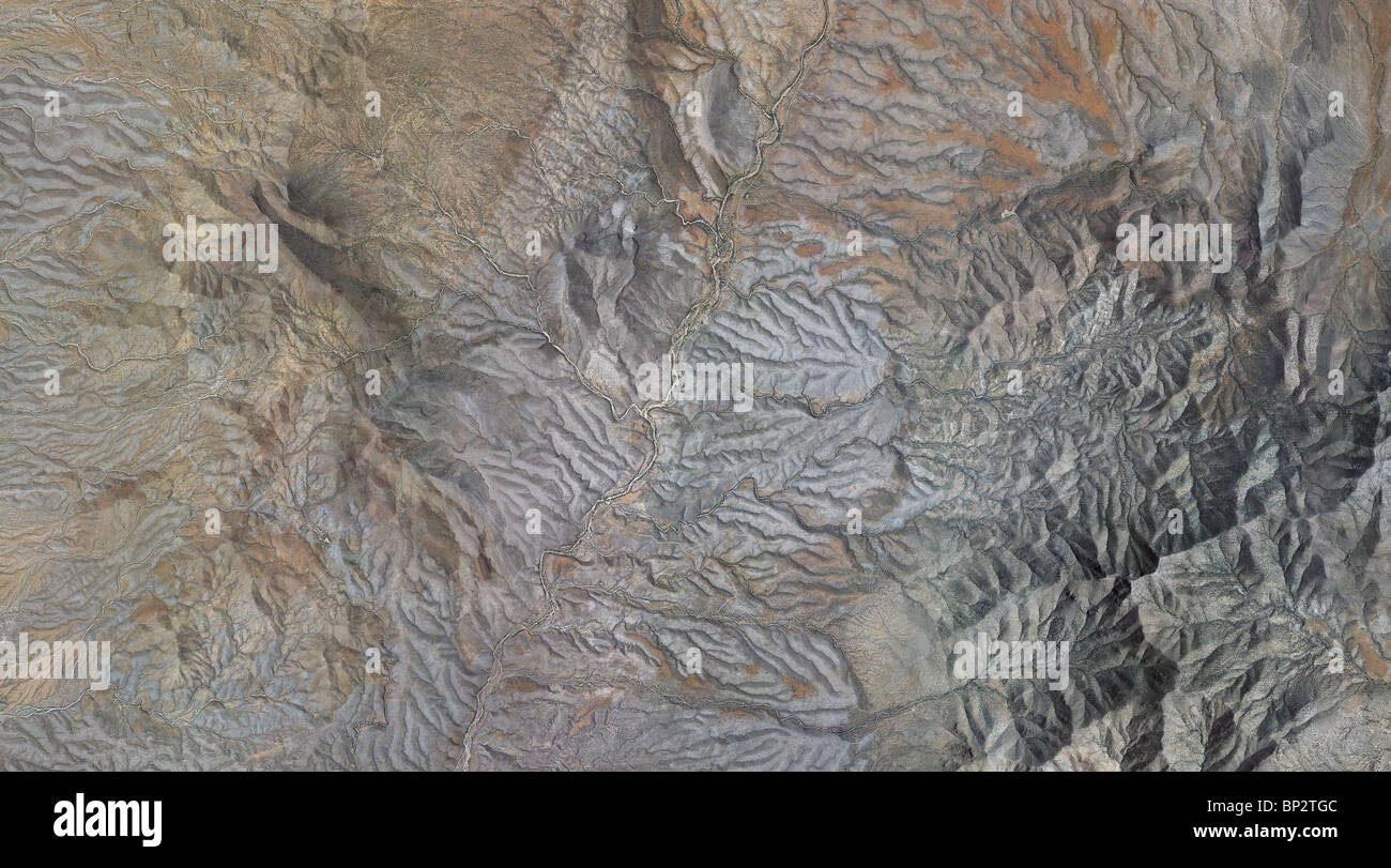 aerial map view above mountain drainage valleys Cochise county Arizona Stock Photo