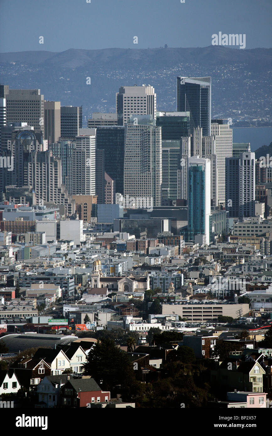 aerial view above skyline San Francisco California Stock Photo