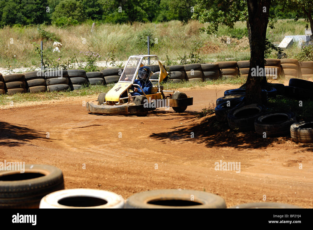 Young Teen in off road cart Stock Photo
