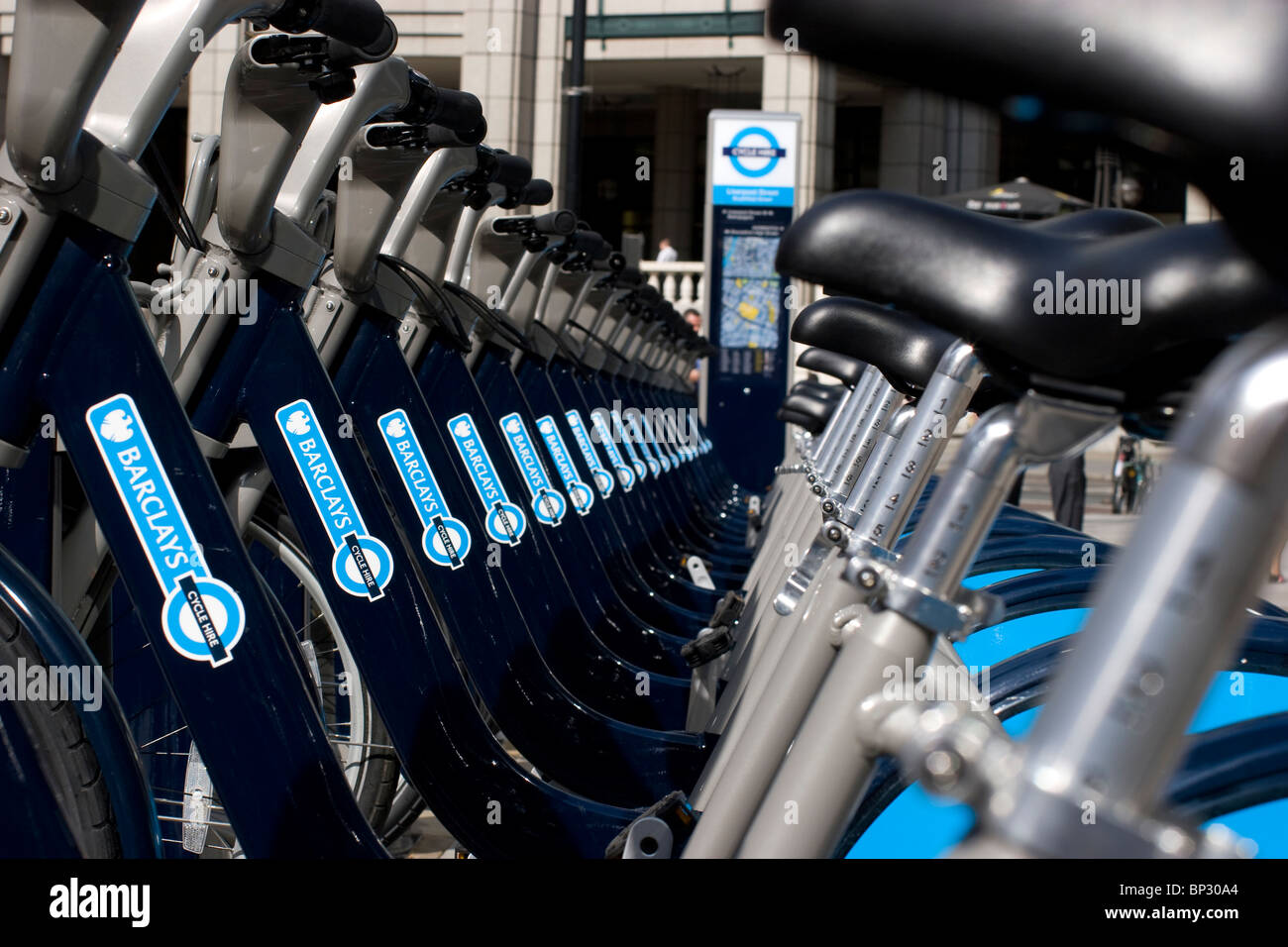 tfl, Barclays cycle hire, boris bikes, london bicycle hire scheme, introduced by Mayor Boris Johnson Stock Photo