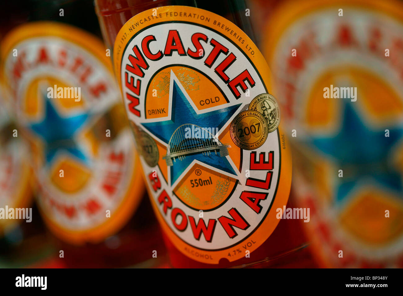 Newcastle Brown Ale bottles. Picture by James Boardman Stock Photo Alamy