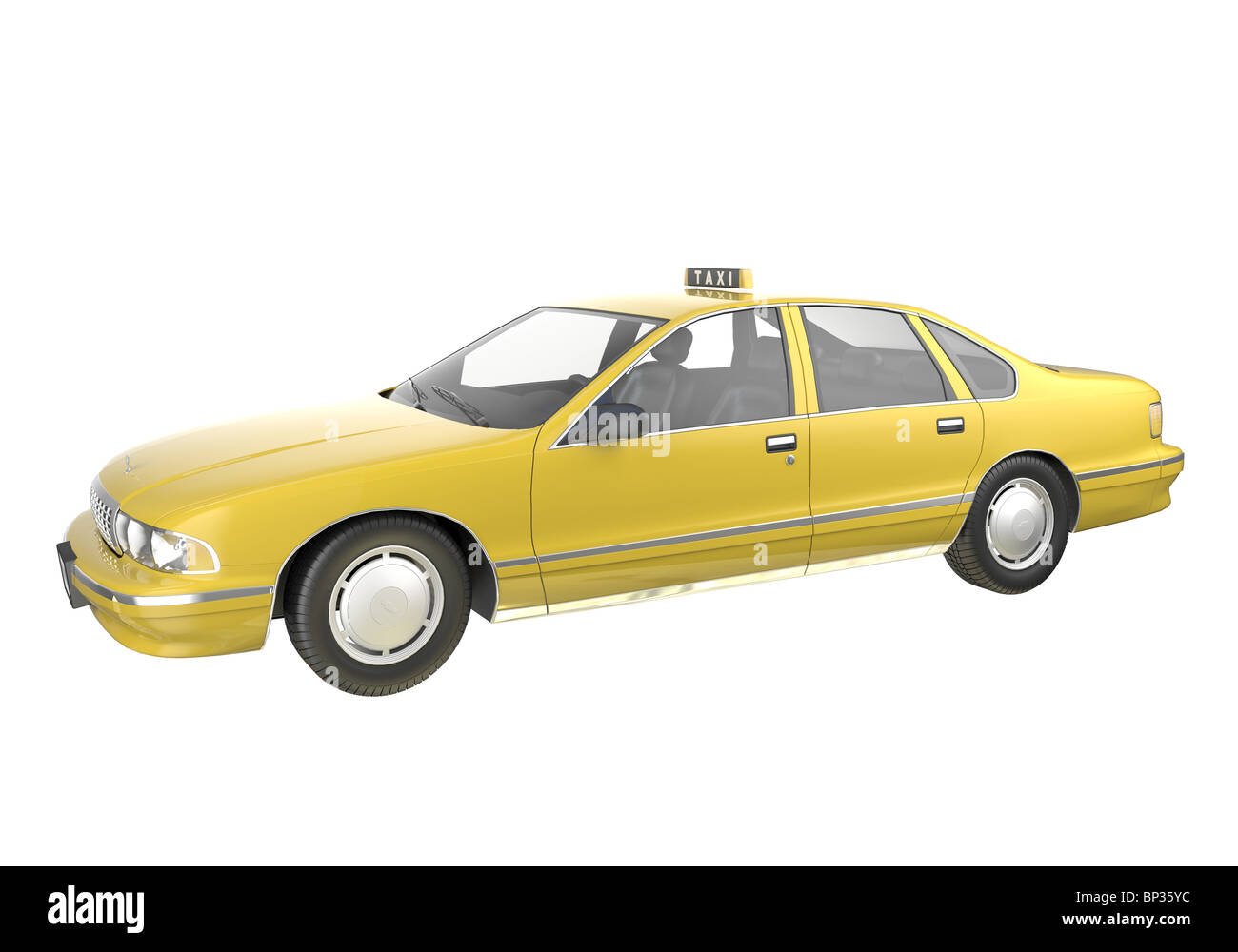 American yellow taxi isolated on white. This image contains a clipping path Stock Photo