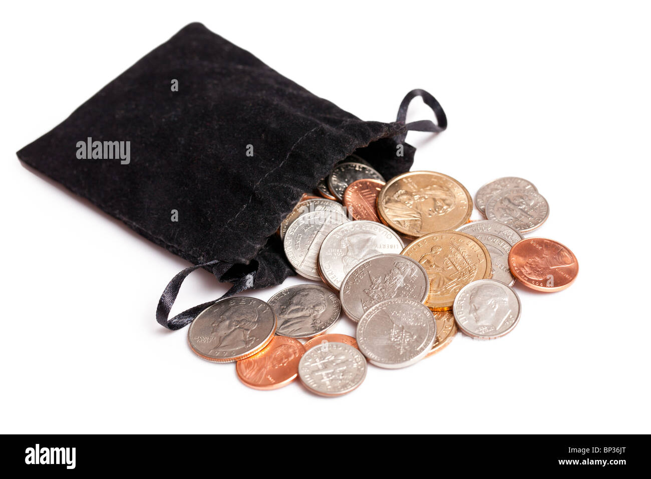 the american coins on white background Stock Photo