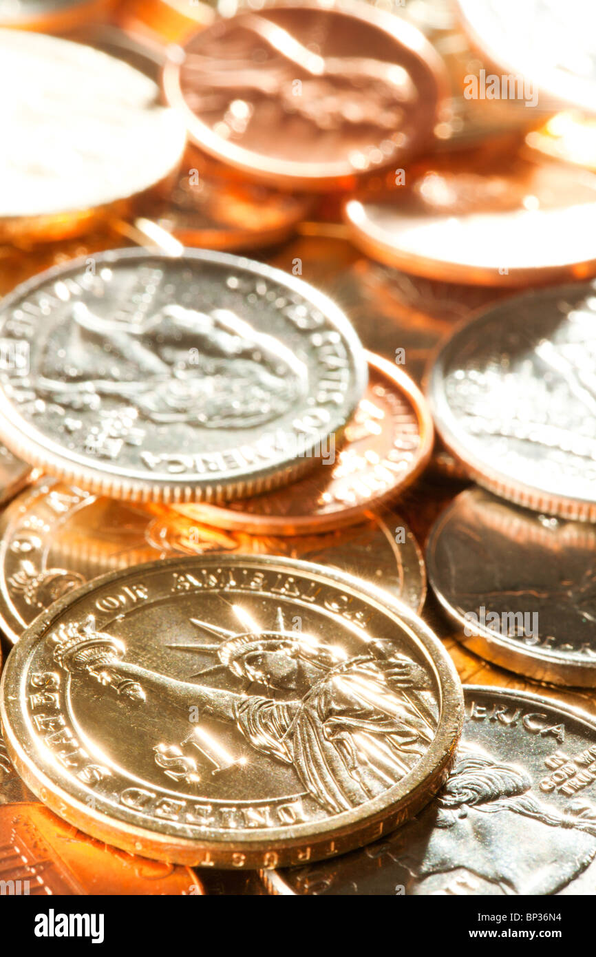 American currency coins white hi-res stock photography and images - Alamy