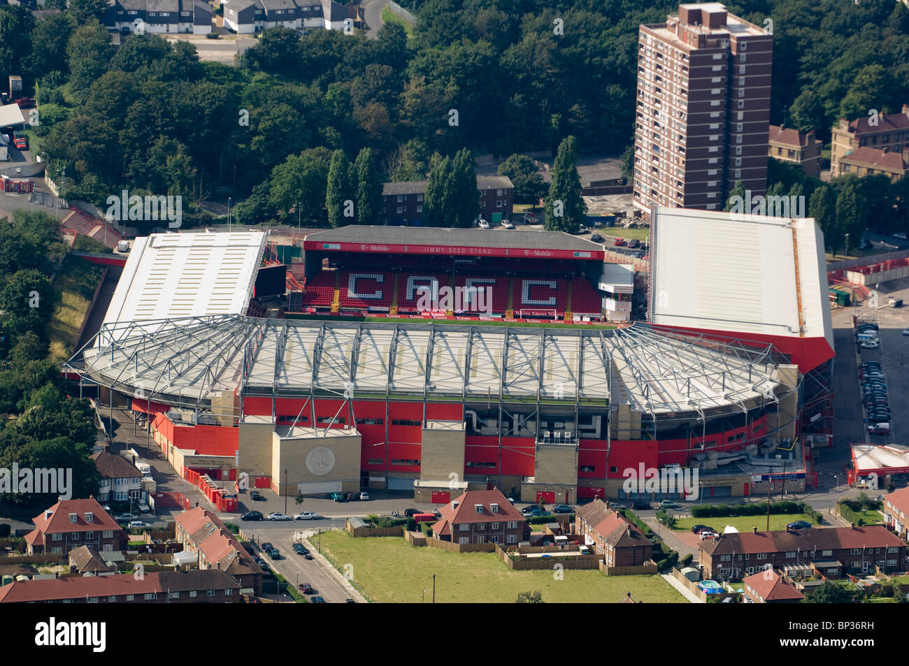 Aerial view of Charlton Athletic Football Club, London Stock Photo