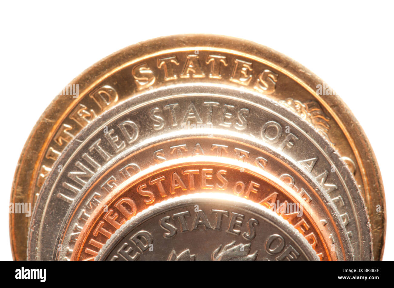 American currency coins white hi-res stock photography and images - Alamy