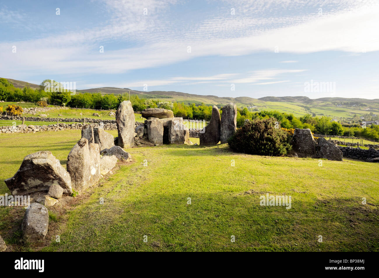 Clontygora prehistoric Neolithic chambered court cairn burial site near