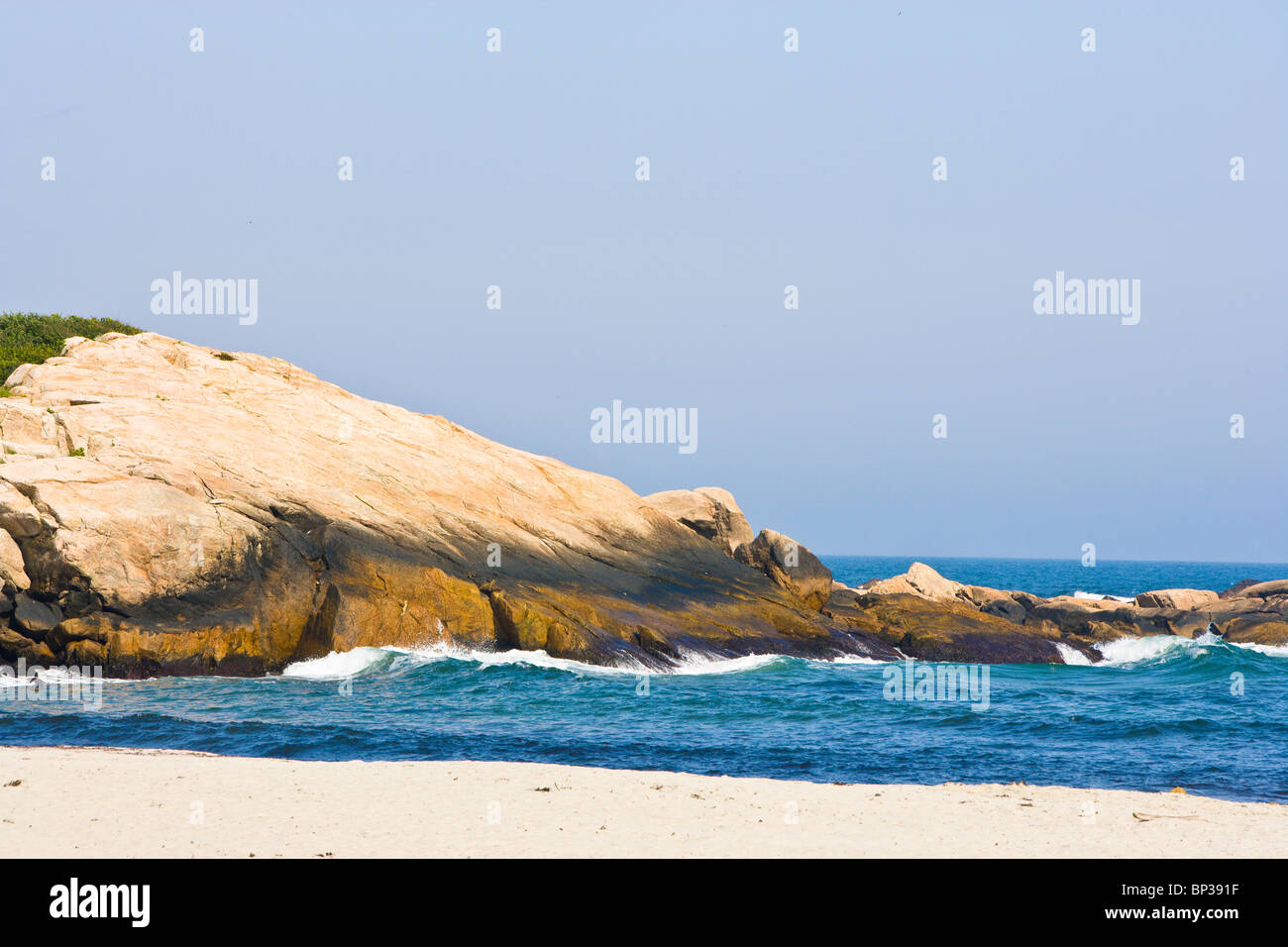 Rock Outcropping on a beach in Little Compton, Rhode Island during the
