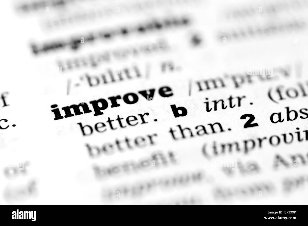 Improve - Dictionary Definition Stock Photo
