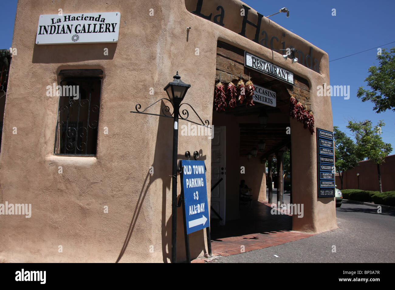 Art gallery and restaurant in Old Town Albuquerque, New Mexico, June 17, 2010 Stock Photo