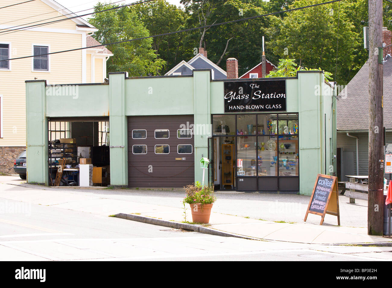 Downtown scene in Wakefield, RI Stock Photo Alamy
