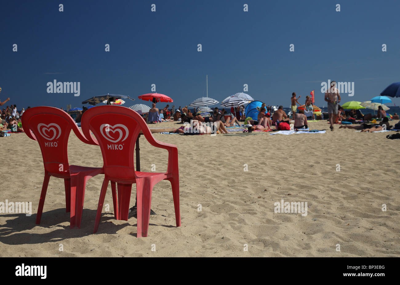 chairs on beach south of france Stock Photo