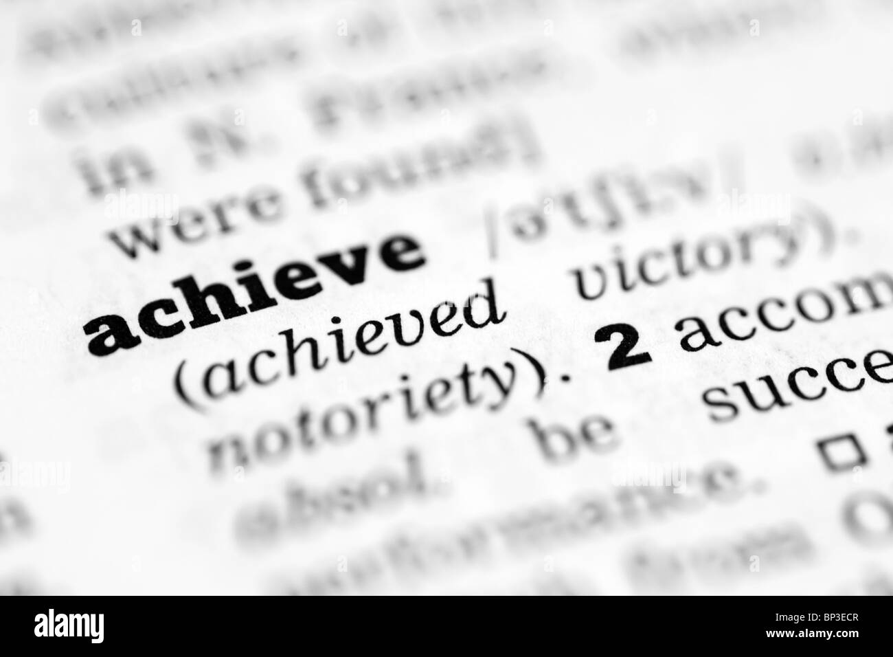 Achieve Dictionary Definition Stock Photo