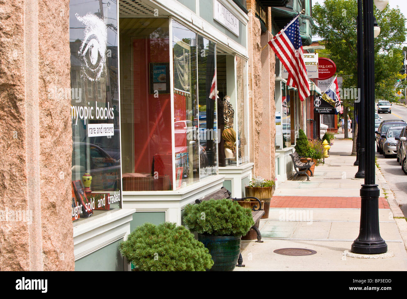 Downtown scene in Wakefield, RI Stock Photo Alamy