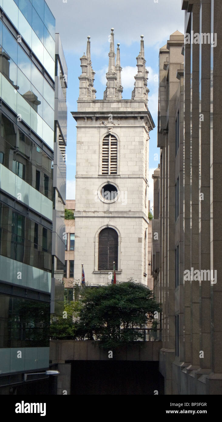 Sir Christopher Wren's church of St Mary Somerset, Upper Thames Street, City of London, England, UK. Stock Photo