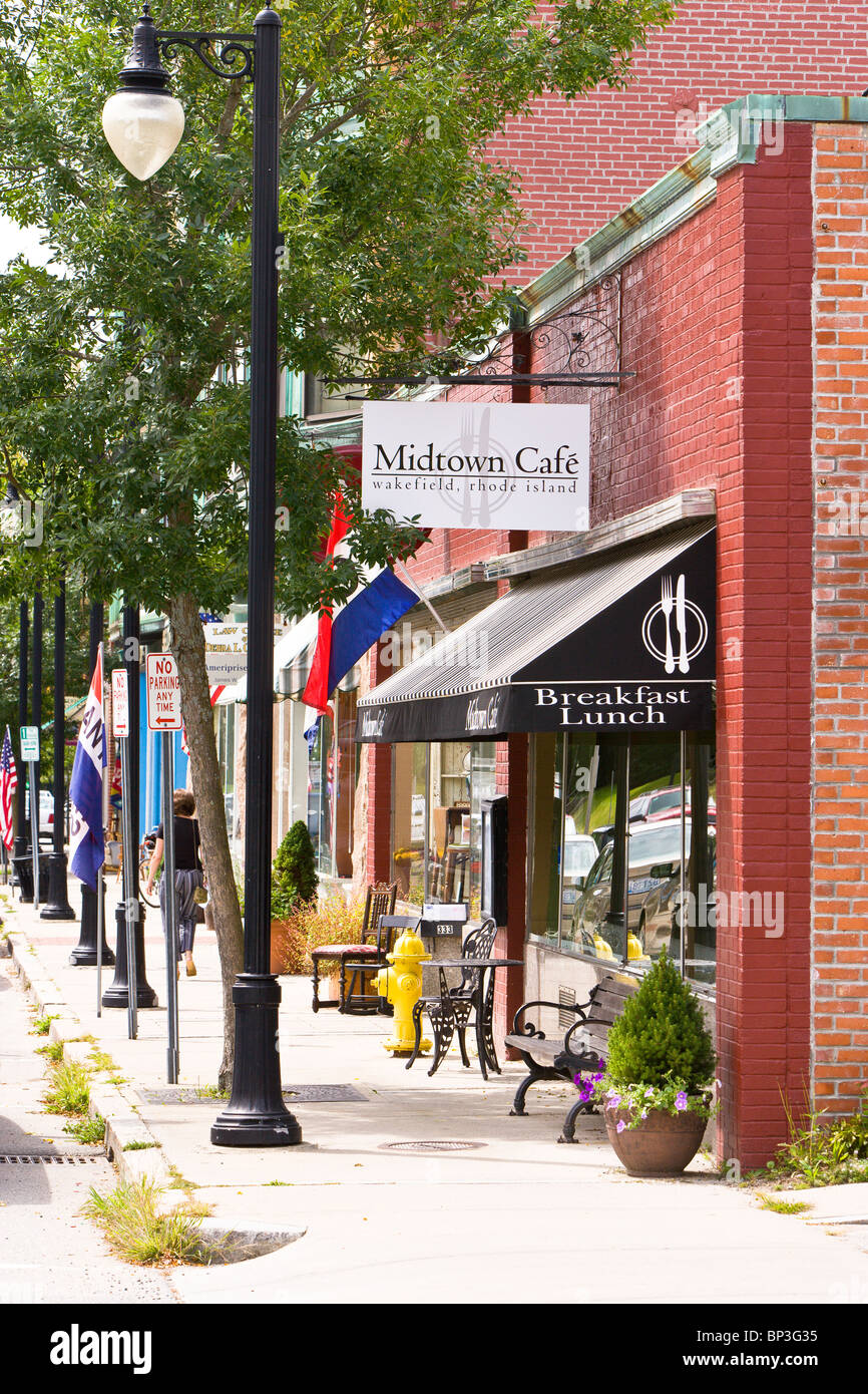 Downtown scene in Wakefield, RI Stock Photo Alamy