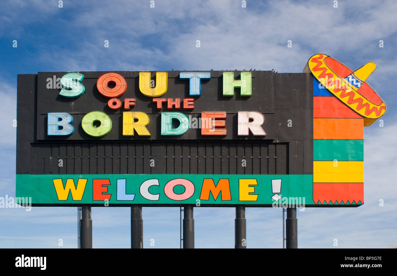 South of the Border is a giant Mexican themed highway rest stop in Dillon, South Carolina. Stock Photo