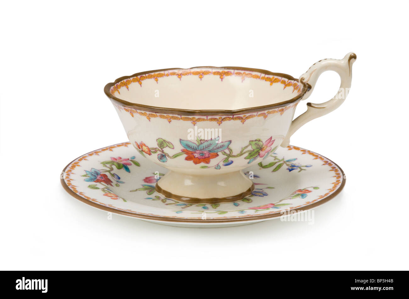 Tea Cup and saucer on white Stock Photo