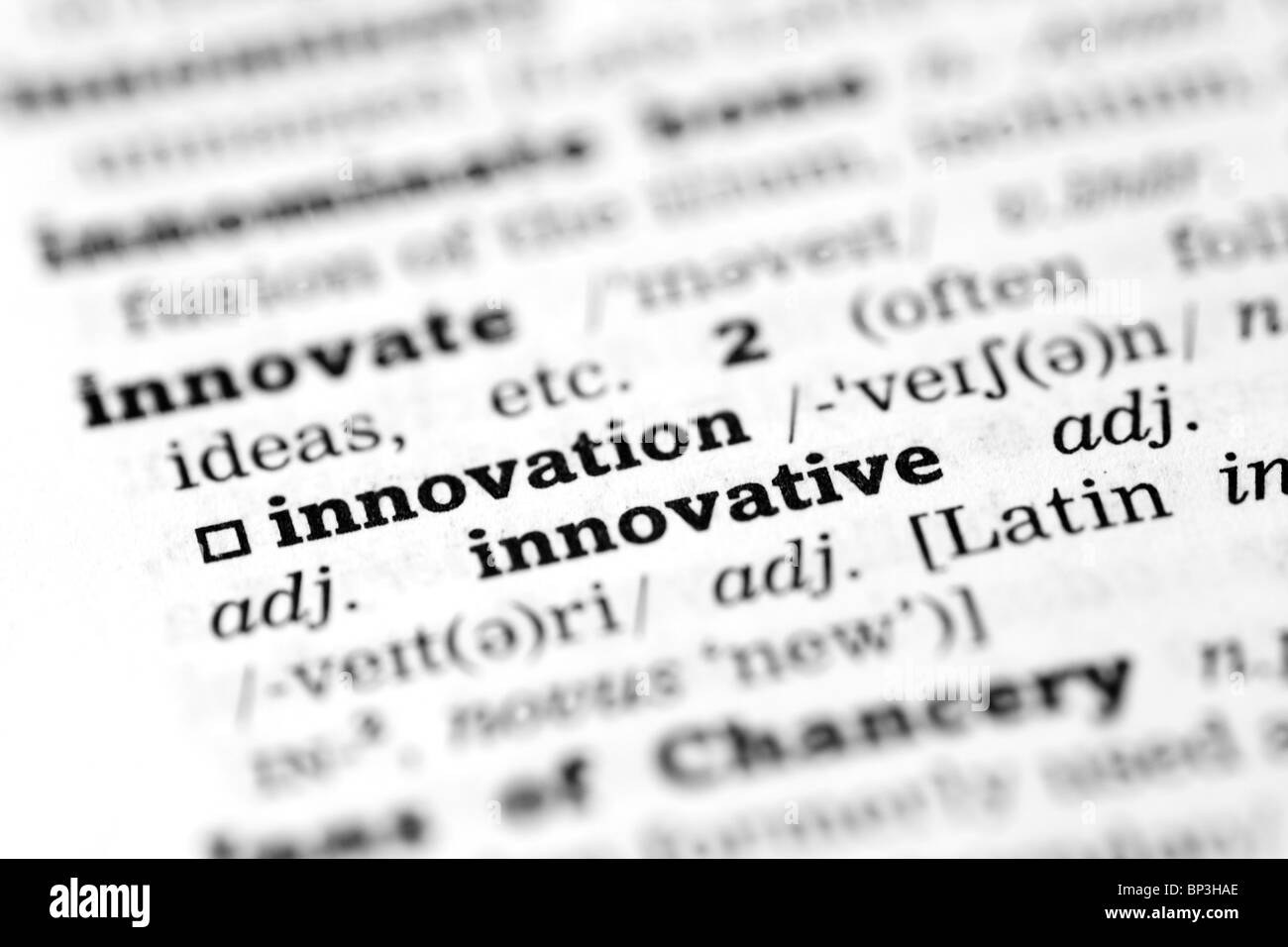 innovation Dictionary definition single word with soft focus Stock Photo