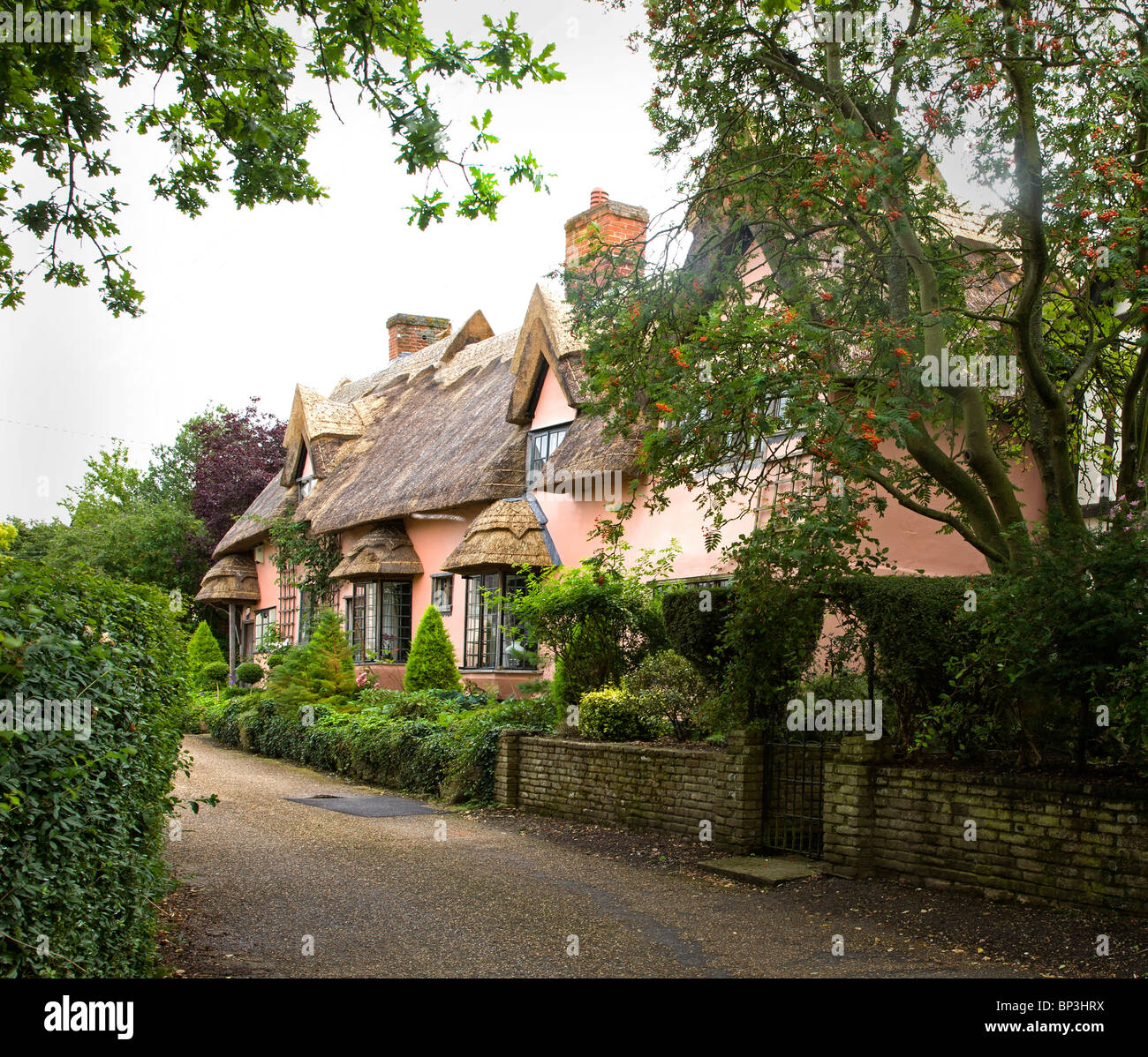 A thatched cottage in Kersey Suffolk England, used as hotel Stock Photo