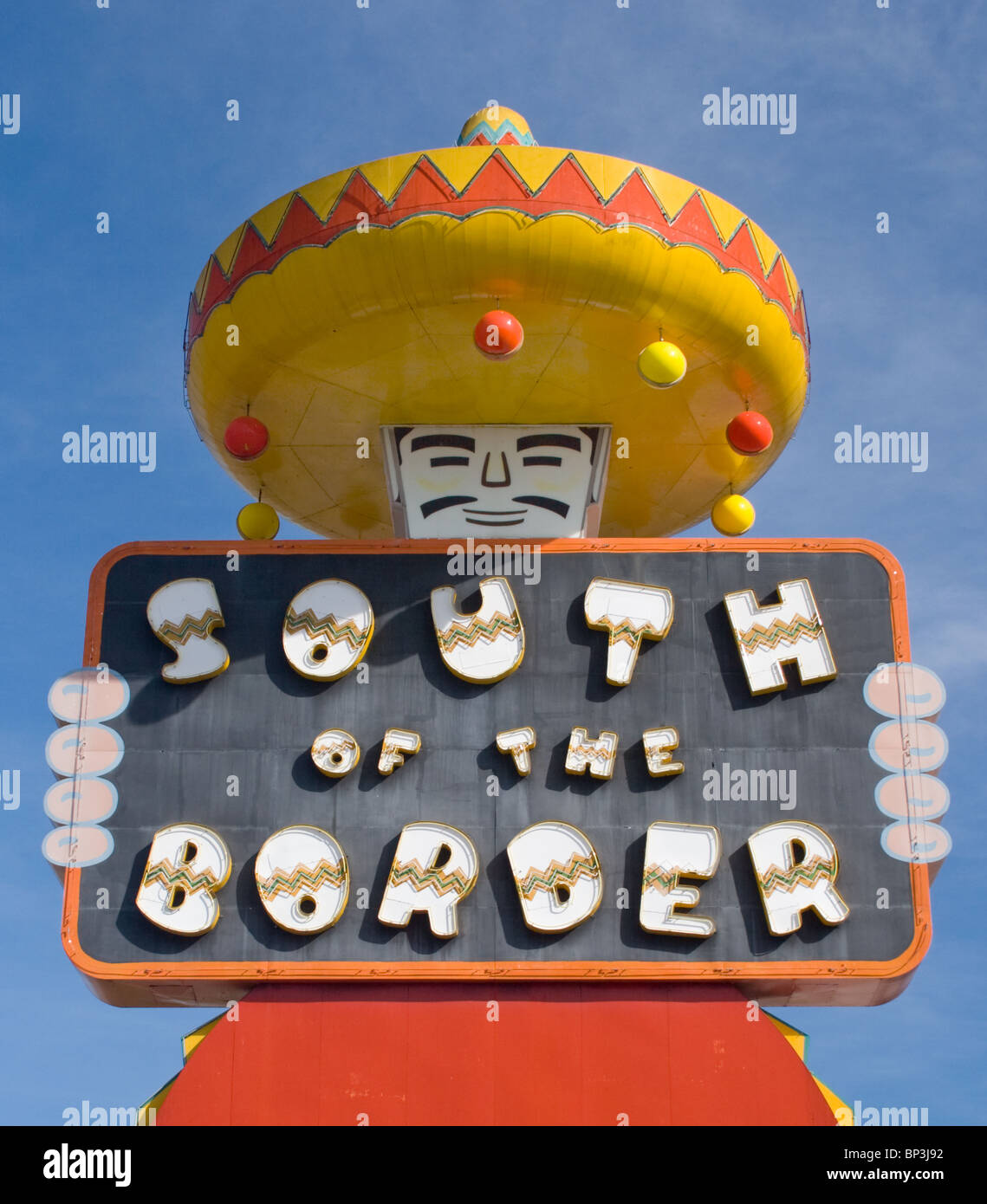 South of the Border is a giant Mexican themed highway rest stop in Dillon, South Carolina. Stock Photo