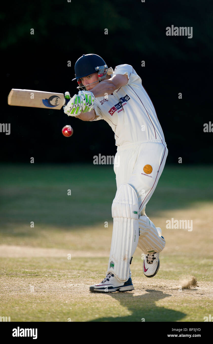 Cricket, batsman in action Stock Photo Alamy