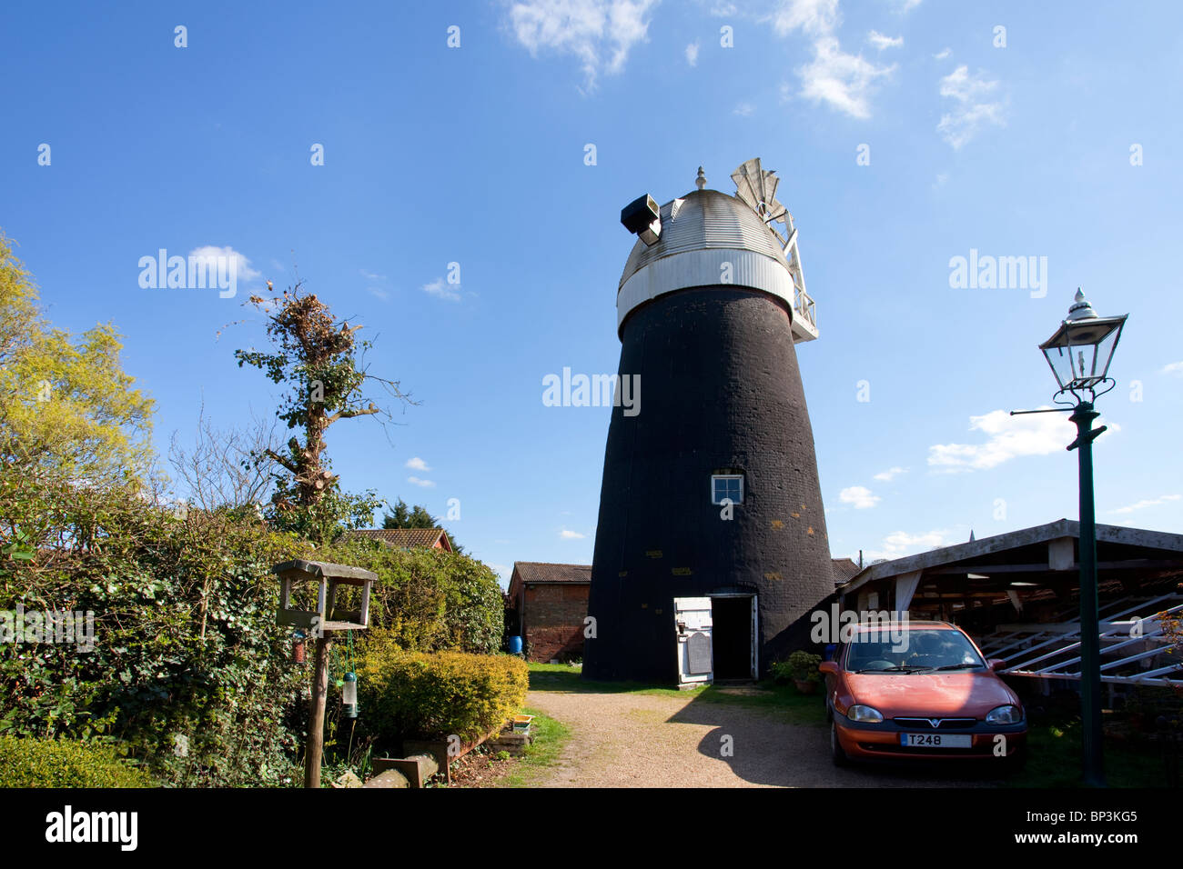Bardwell windmill on a bright sunny day in the Suffolk Countryside Stock Photo