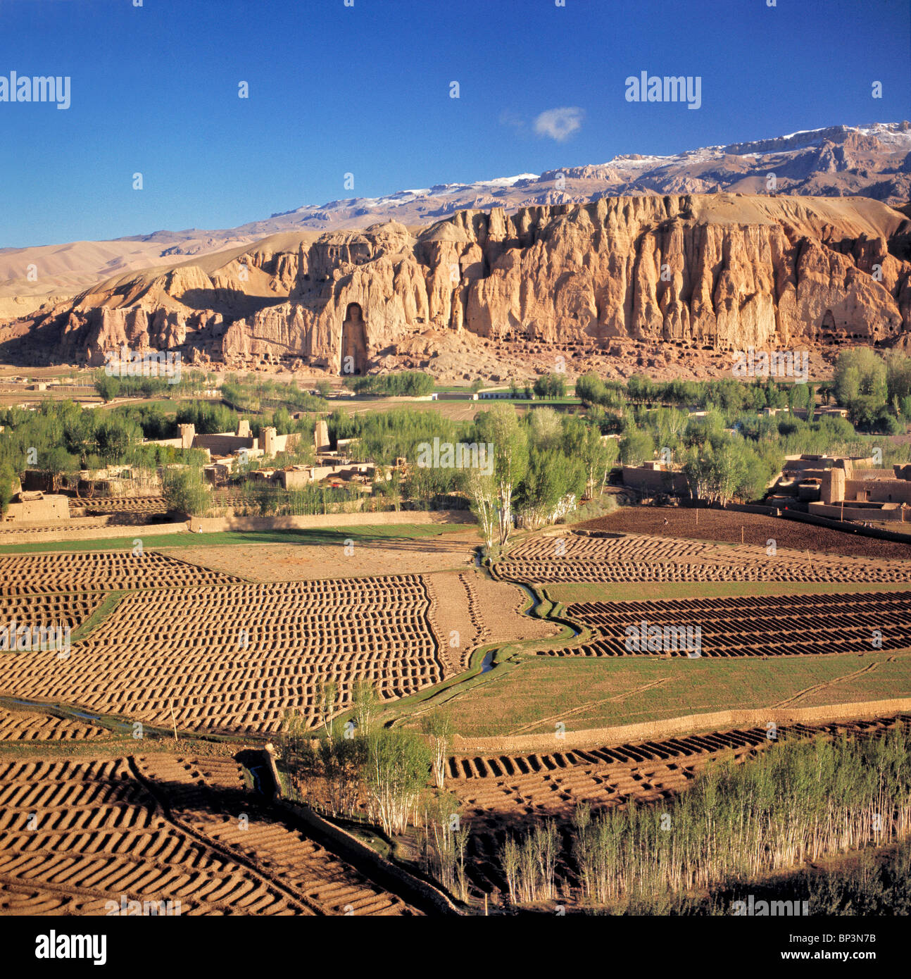 Afghanistan, Bamian Valley. Ancient irrigation methods still exist in the Bamian Valley in Afghanistan, a World Heritage Site. Stock Photo