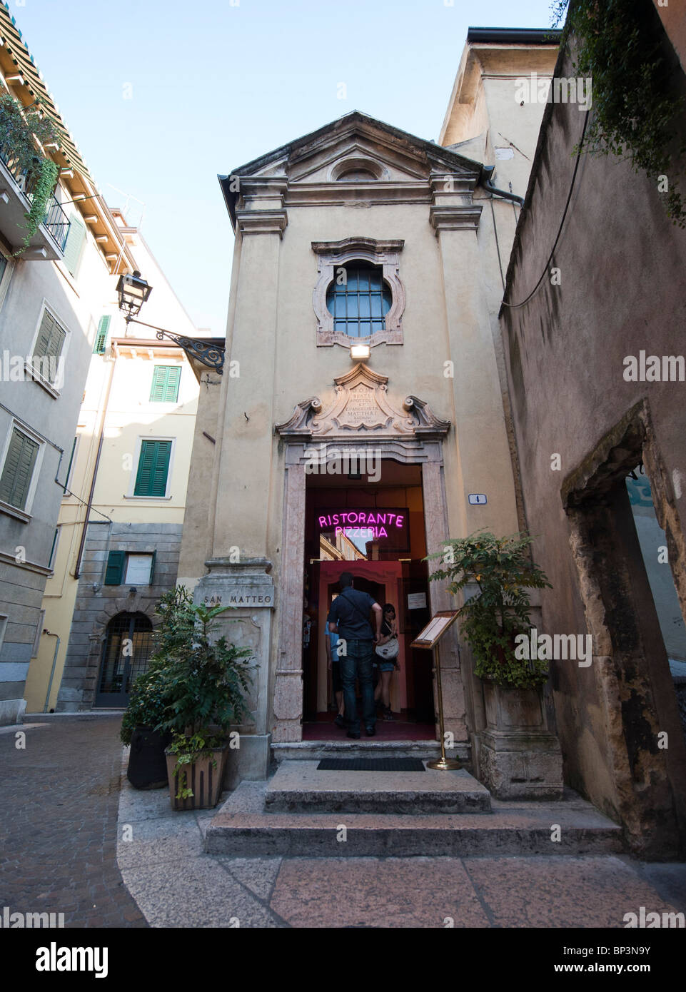 A church converted into a restaurant Verona Italy Stock Photo