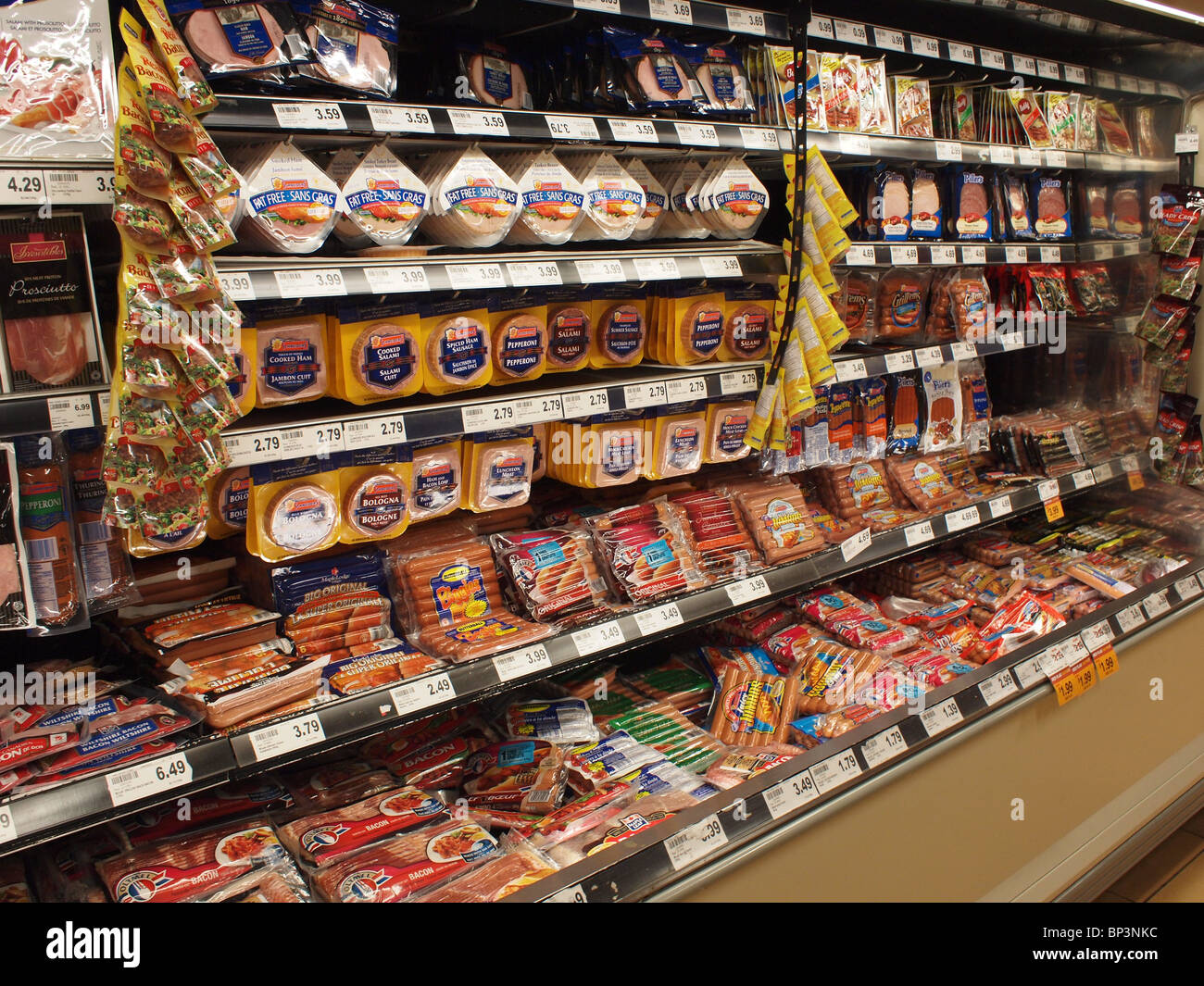 Packaged luncheon meats in supermarket Stock Photo Alamy