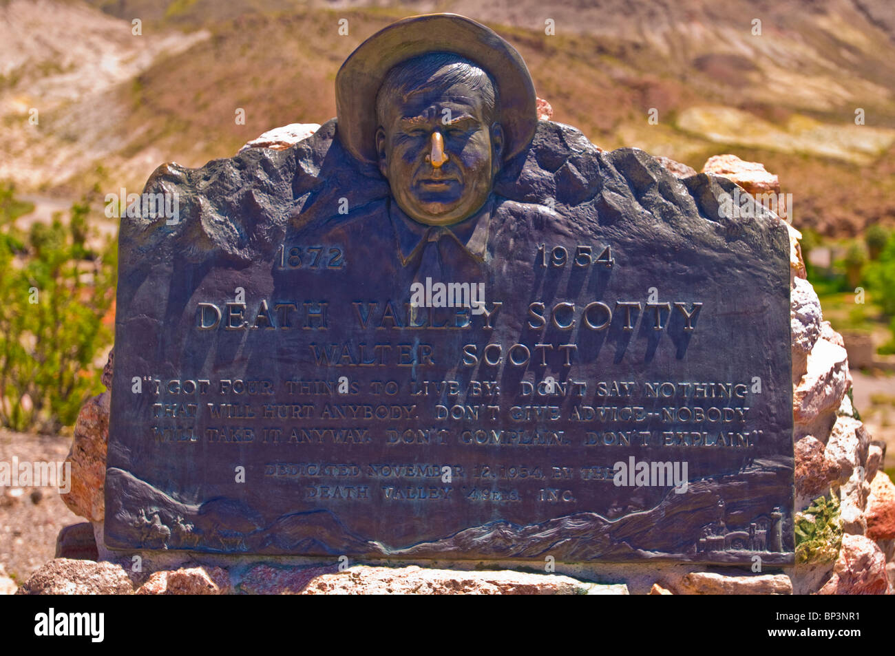 Grave of Walter Scott (Death Valley Scotty), Scottys Castle, Death Valley National Park. California Stock Photo