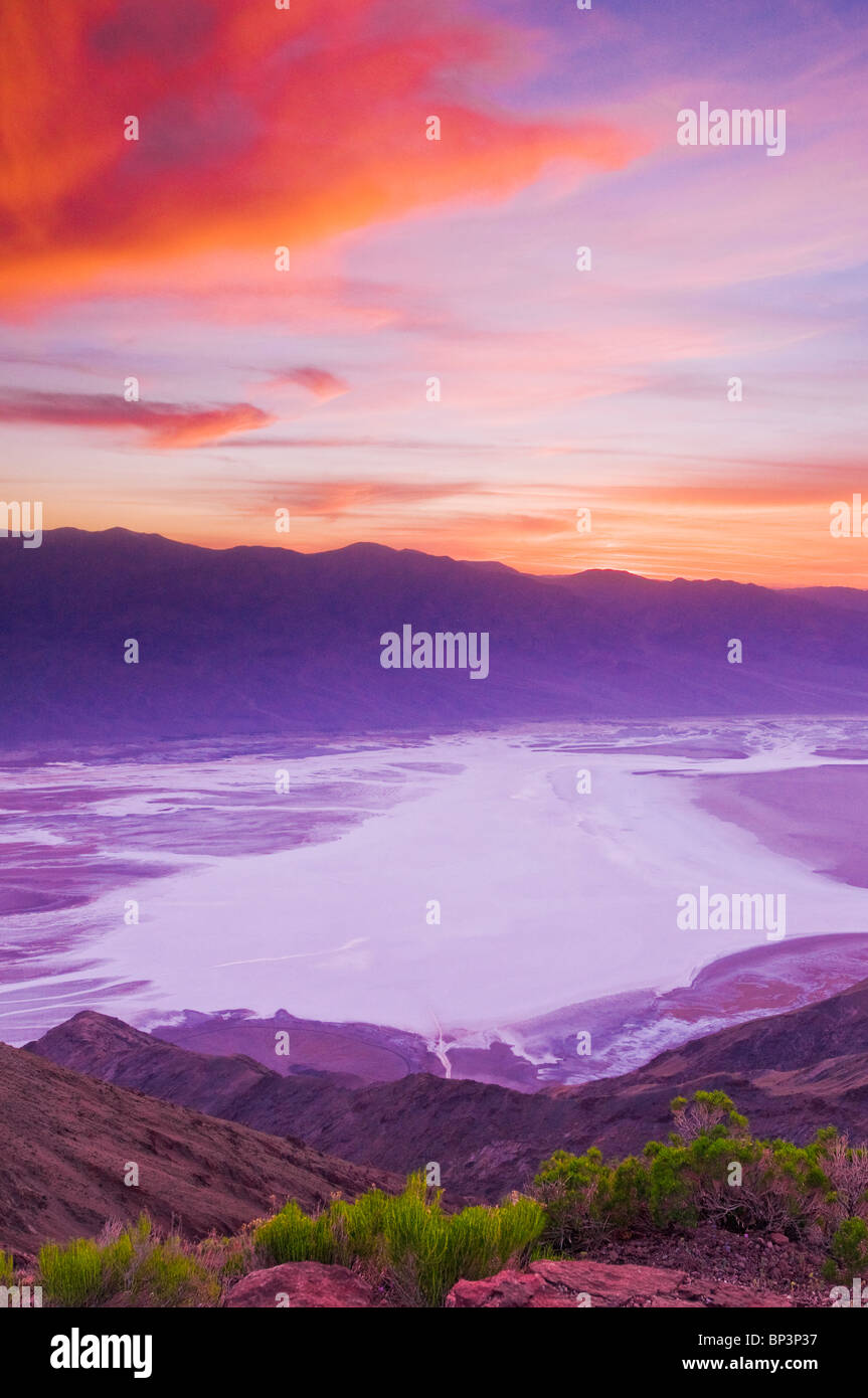 Sunset over Death Valley from Dante's View, Death Valley National Park. California Stock Photo