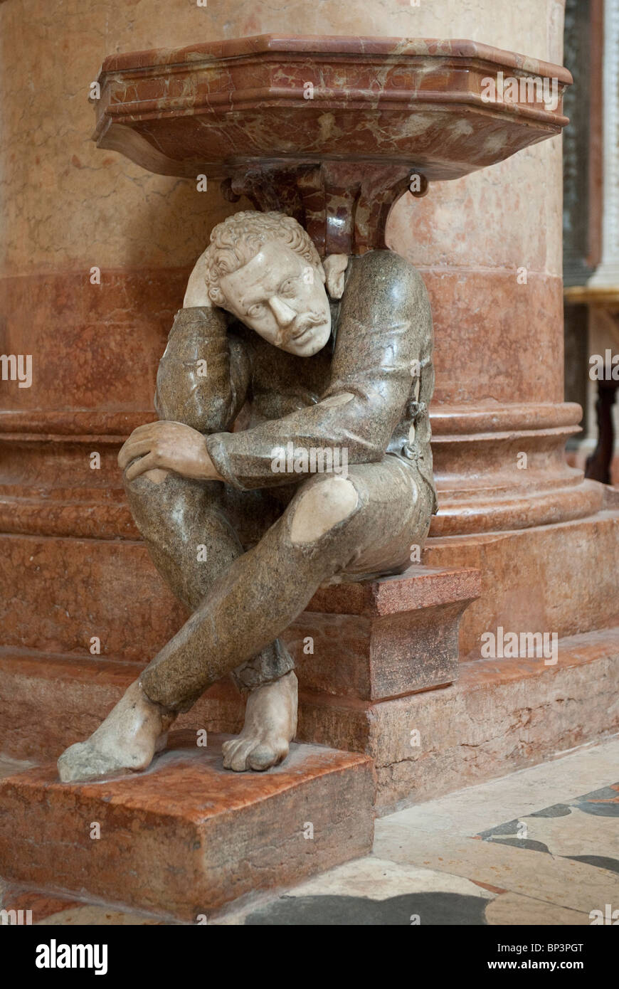 Holy water font in Santa Anastasia Church, Verona, Italy Stock Photo