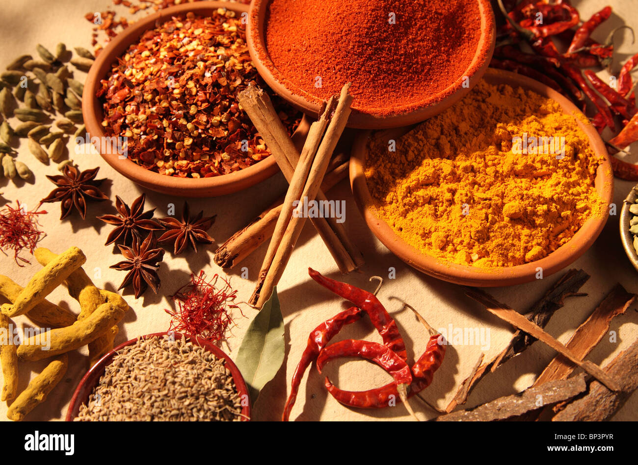 DRIED ASIAN SPICES Stock Photo