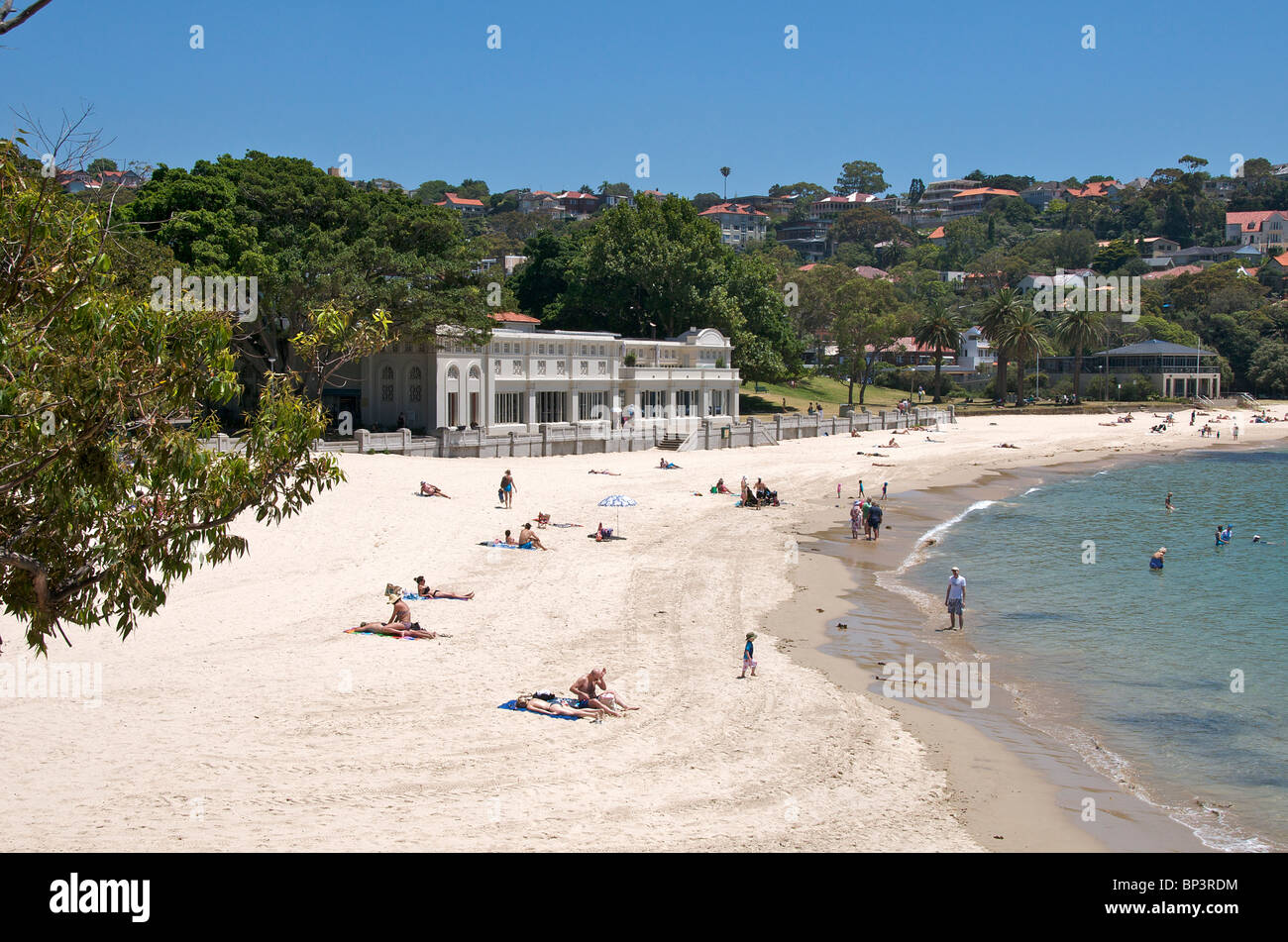 Balmoral Beach with Bathers Pavilion Restaurant Sydney NSW Australia Stock Photo