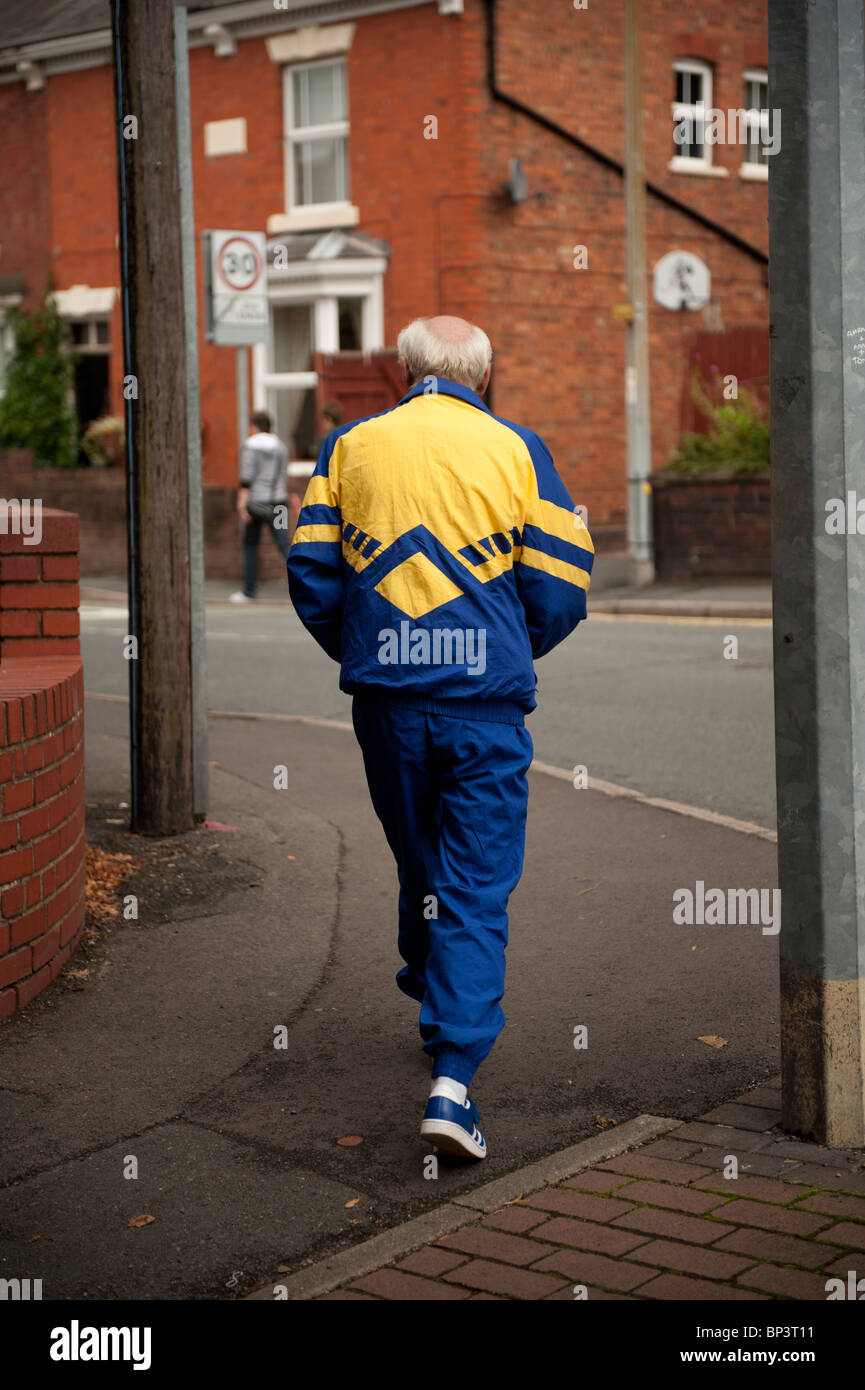 Rear view of a senior man wearing tracksuit in Oakengates, Telford