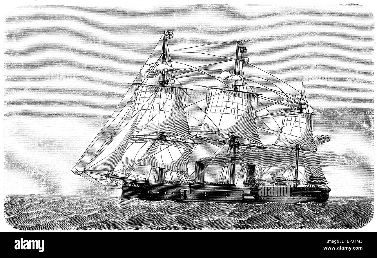 Ironclad SMS Kaiser of the German marine (build ca. 1874) Stock Photo