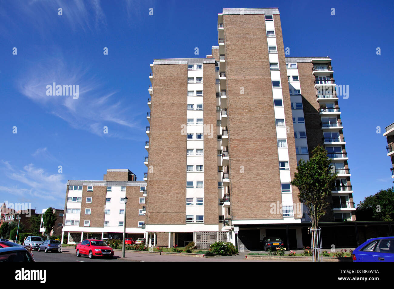 Frinton Court apartment buildings, The Esplanade, FrintononSea, Essex, England, United Kingdom